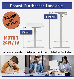 Новый! Электрический стол 120/135×60 см | Белый/Дуб (5 фото из 9)