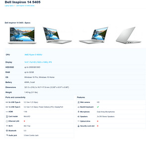 Ноутбук Dell, 14" IPS FHD, 32GB DDR4, RYZEN 4500U, NVME (3 фото из 6)