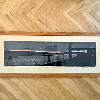 Vintage Rootsi graafika „Stadsgården“, signeeritud BONG
