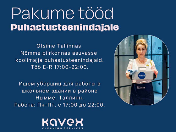 Pakume tööd puhastusteenindajale