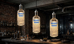 Absolut 1L pudelist rippvalgusti (2 foto / 2)
