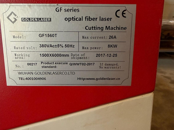 Metalli fiber laserlõikur 3kw 6000*1500mm