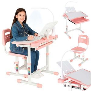 Laste koolilaud, reguleeritav tool, LED-lamp, USB, roosa. (1 foto / 7)