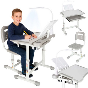 Laste koolilaud, reguleeritav tool, LED-lamp, USB, roosa. (4 foto / 7)