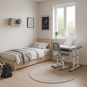 Laste koolilaud, reguleeritav tool, LED-lamp, USB, roosa. (5 foto / 7)