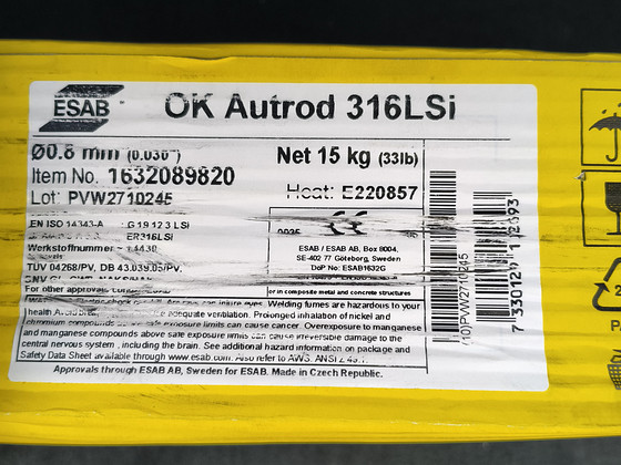 Roostevaba keevitus traat ESAB OK AUTROD 316LSi