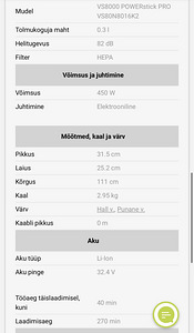 Varstolmuimeja -Samsung VS8000 POWERstick PRO (5 foto / 5)