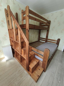 Двухъярусная кровать из массива дерева 160x200 / 80x200 (2 фото из 2)