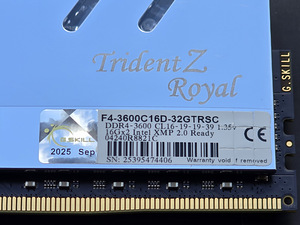 G.Skill Trident Z Royal комплект 32GB (2x16GB) DDR4 3600MHz (6 фото из 9)