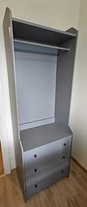 HAUGA Kolme sahtliga avatud riidekapp, hall, 70x199 cm (1 foto / 3)