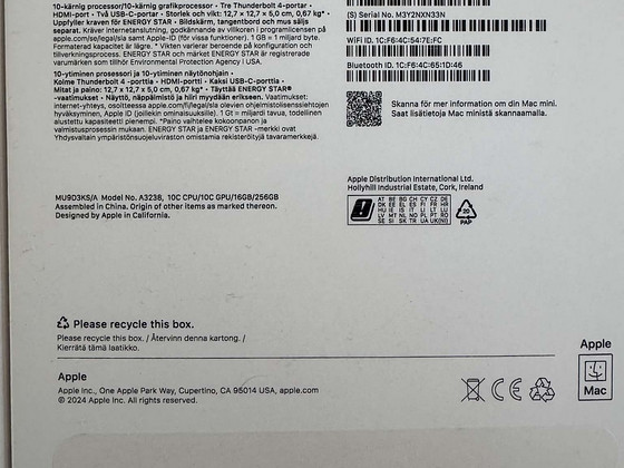 Apple Mac mini M4 (2024) 16GB/256GB — nagu uus, garantii