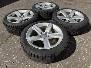 17" оригинальные диски Audi 5x112 + шипованные шины 225/45/17 (2 фото из 8)