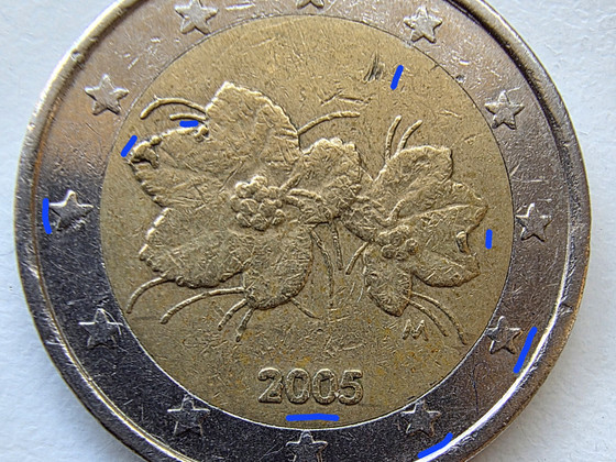 Finland 2005 2 euro. Dfektid õitel ja tähtedel. Väga harv.