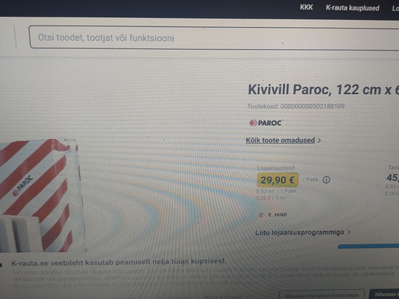 Kivivill paroc 122x61x6.6cm