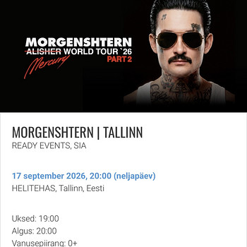 2 piletit Morgenshterni kontserdile