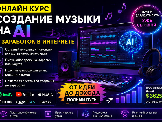 Онлайн-курс: Создание музыки на AI и заработок в интернете