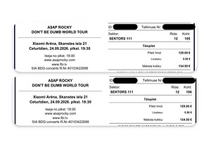 A$AP ROCKY piletid 2tk (Asap Rocky) (2 foto / 2)