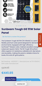 Sunbeam Tough 111W painduv 12V päikesepaneel paadile (10 foto / 10)