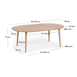 UUS! Kave Home - Oqui Pikendatav Söögilaud 90 x 90 (3 foto / 4)