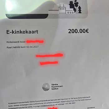 Värska Kuurortravi· keskus E-kinkekaart / Электронный подаро