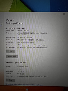 HP 14-cm0036no laptop (3 foto / 3)