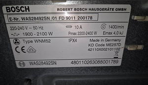 Pesumasin Bosch WAS28492SN/01 8kg 1400p/min (7 foto / 7)