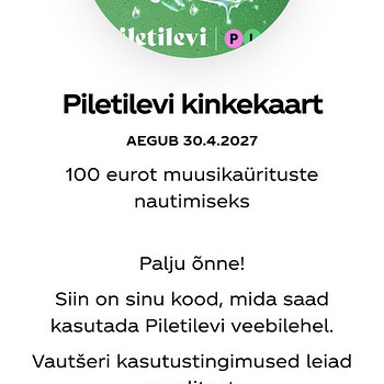 100-eurone kupong Piletilevi jaoks