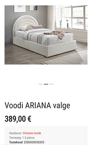 Voodi ARIANA voodikastiga valge teddy + kvaliteetne madrats (3 foto / 10)