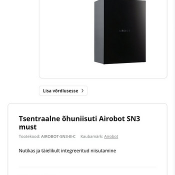 UUS! AIROBOT! Ōhuniisuti / tsentraalne õhuniisuti | SN3 MUST