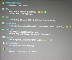Комплект игрового компьютера (i5-11400F / RX 6600 XT / 16GB (3 фото из 3)