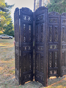 Антикварная ширма, разделитель комнаты, перегородка; из тико (5 фото из 8)