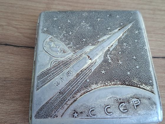Портсигар Космос СССР. Ракета Восток Ю. Гагарин 12.04.1961 г
