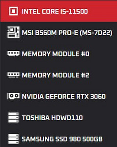 Mänguarvuti RTX 3060 12gb Intel i5 11500 ssd 500gb Ram 16gb (6 foto / 7)