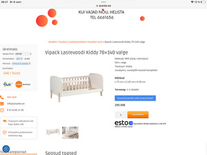 Lastevoodi Kiddy 70×140 valge koos matratsiga (2 foto / 3)