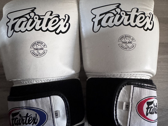 Valged poksi-/muay thai kindad Fairtex 12 oz