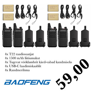 UUS Baofeng T22 nelja raadiosaatja Walkie Talkie komplekt (1 foto / 8)