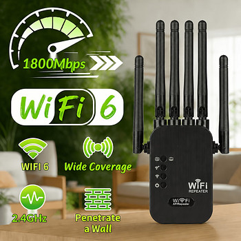 Усилитель сигнала Wi-Fi 1800 Мбит/с чёрного цвета интернет