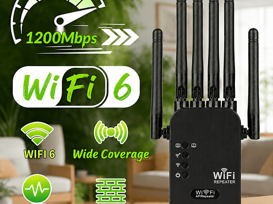 Wi-Fi signaali võimendi kuni 1200 Mbit/s , Must Internet