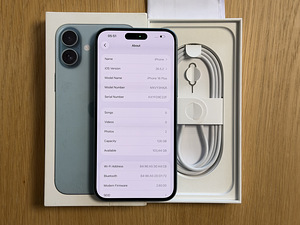 Apple iPhone 16 Plus бирюзовый 128GB, в хорошем состоянии, аккумулятор 98%, гара... (7 фото из 8)