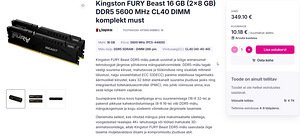 DDR5 Kingston Fury Beast 2x8GB (3 фото из 3)