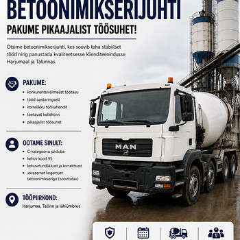 Võtame oma meeskonda betooniautojuhi