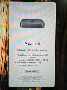 Mac Mini 2018 i5 32GB, 256 ssd (3 foto / 3)