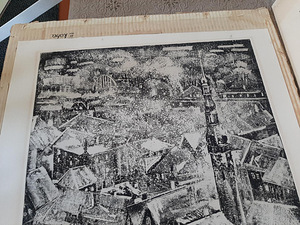 Evald Okas - Tallinna raekoda 1971, linool 2/40 (3 foto / 10)