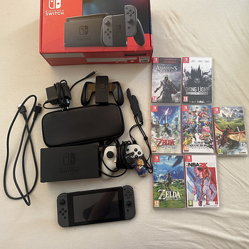 Nintendo Switch V2 + 7 mängu + tarvikud