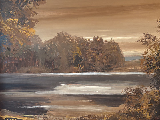 Охакас , 1985 г. Картина маслом. Отражение озера.