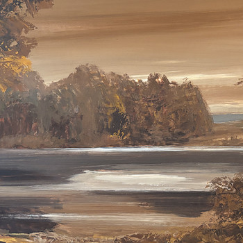 Охакас , 1985 г. Картина маслом. Отражение озера.