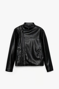 Стильная мужская кожаная куртка / байкерская ZARA, чёрная M (1 фото из 6)