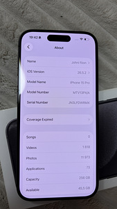 iPhone 15 Pro 256GB Black BH88% (5 foto / 9)