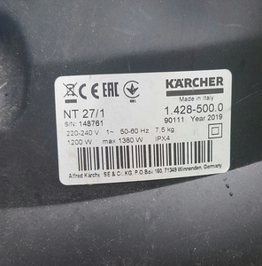 Vee-ja tolmuimeja Kärcher NT 27/1+ 5 tolmukotti (2 foto / 3)