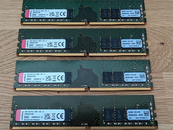 Kingston 64GB (4 X 16GB) PC4-2933Y PC4-23400 DDR4 ECC UDIMM